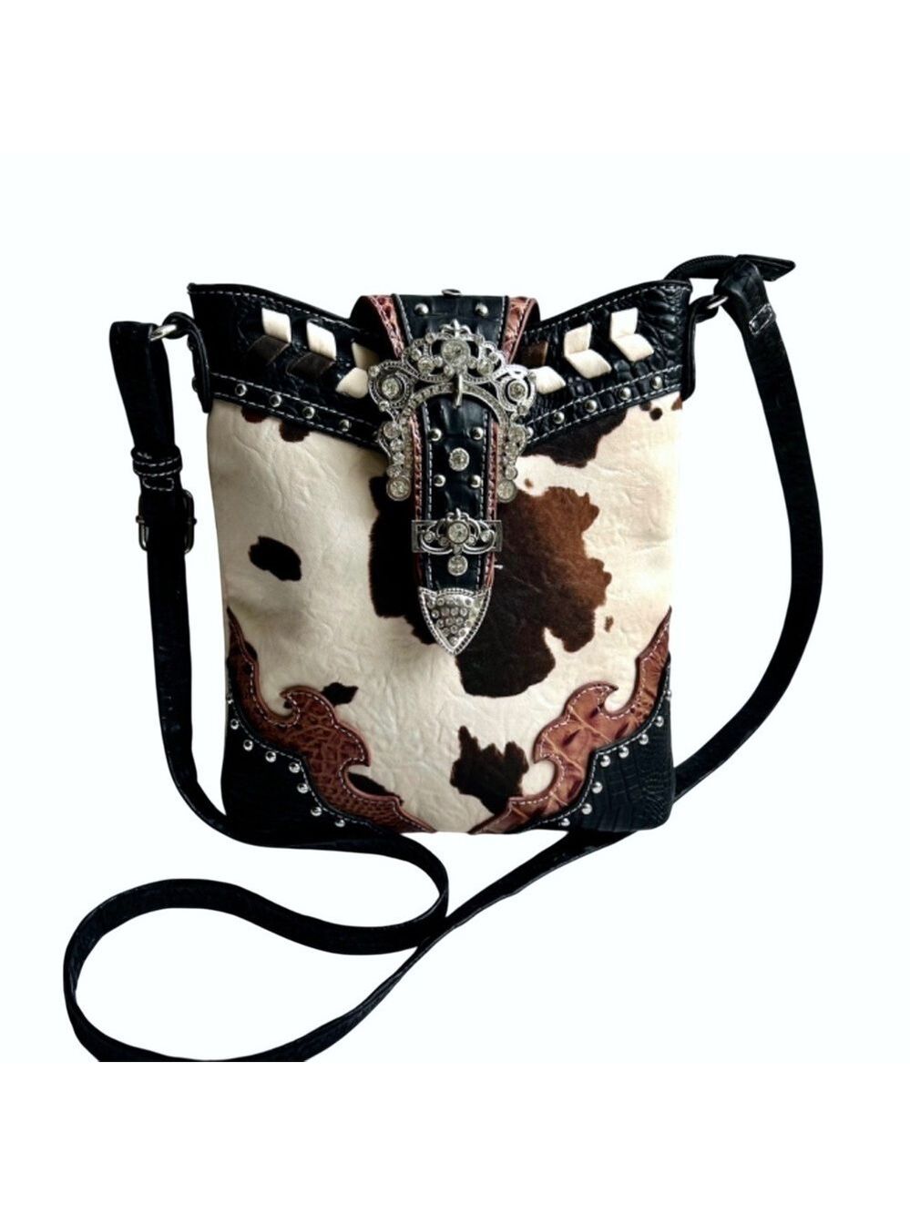 Cowgirl Trendy Adjustable Crossbody Bag w/ Bling & Concealed Pocket